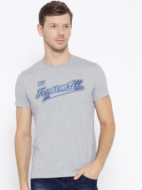 

Lee Men Grey Melange Solid Round Neck T-shirt