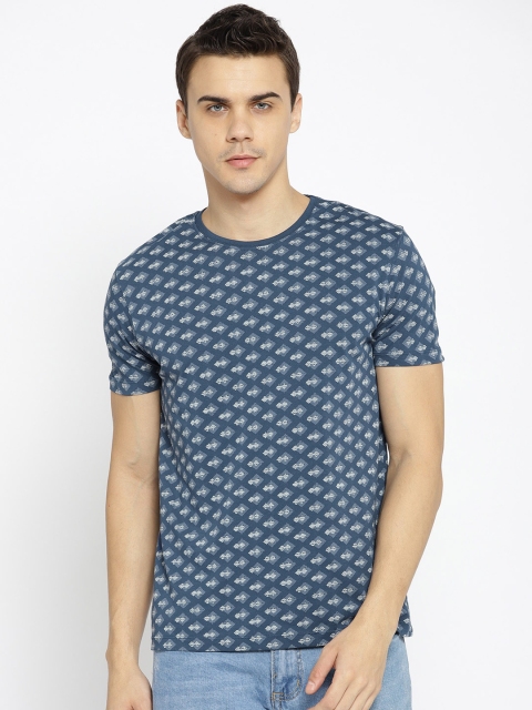 

Lee Men Navy Blue Printed Round Neck Slim Fit T-shirt