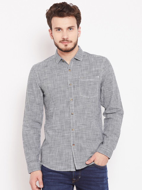 

Lee Men Black & White Slim Fit Checked Casual Shirt