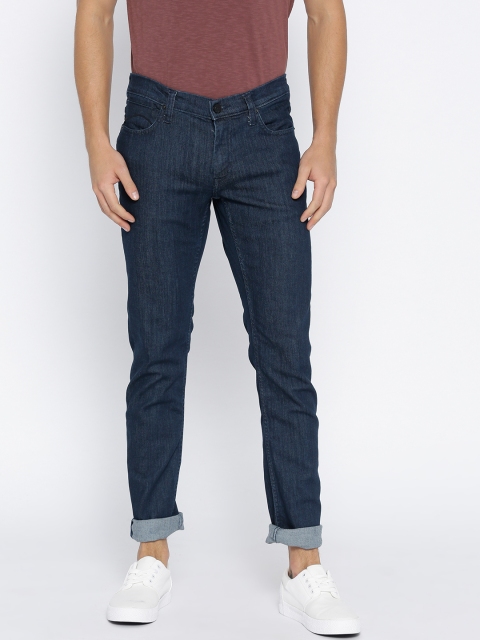 

Lee Men Navy Blue Straight Fit Mid-Rise Clean Look Stretchable Jeans