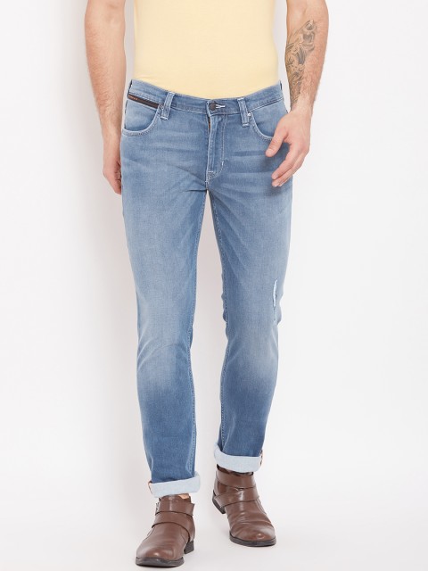 

Lee Men Blue Bruce Skinny Fit Mid-Rise Low Distress Stretchable Jeans