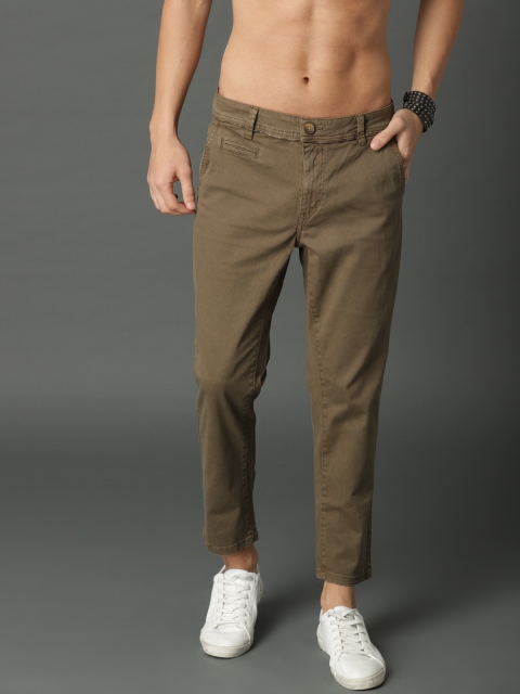 

Roadster Men Olive Green Regular Fit Solid Chinos