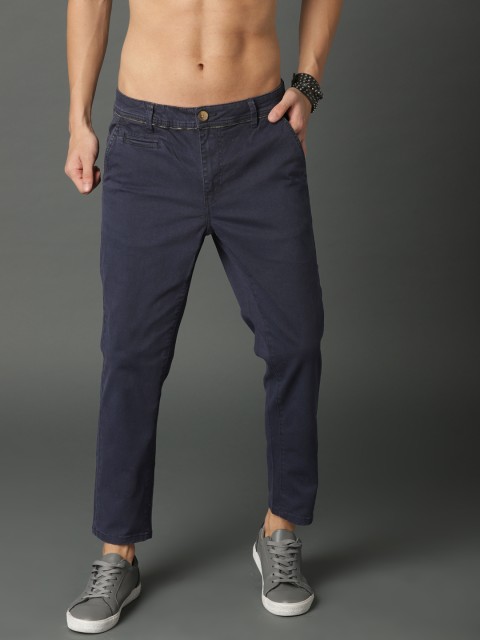 

Roadster Men Navy Blue Regular Fit Solid Stretchable Cropped Chinos