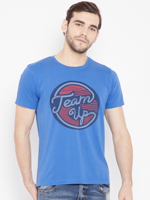 

Lee Men Blue Printed Round Neck Slim Fit T-shirt