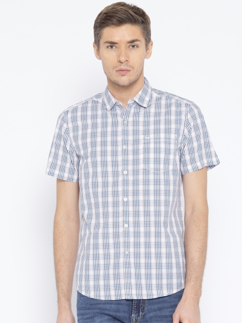 

Lee Men White & Blue Slim Fit Checked Casual Shirt