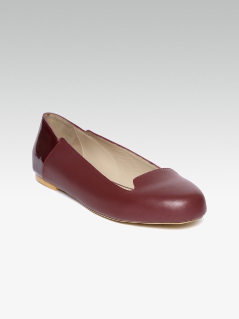 

OCEEDEE Women Burgundy Solid Leather Ballerinas
