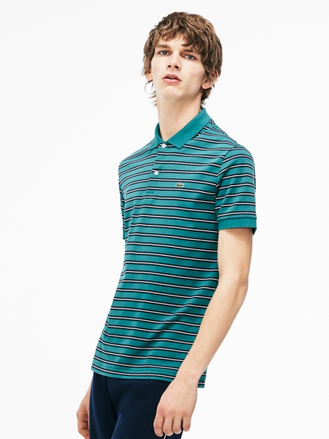 

Lacoste Men Green Striped Polo Collar T-shirt