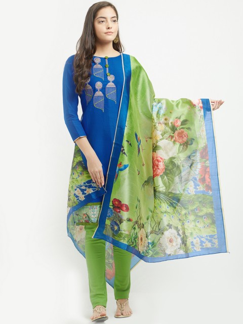 

Blissta Blue & Green Pure Cotton Unstitched Dress Material