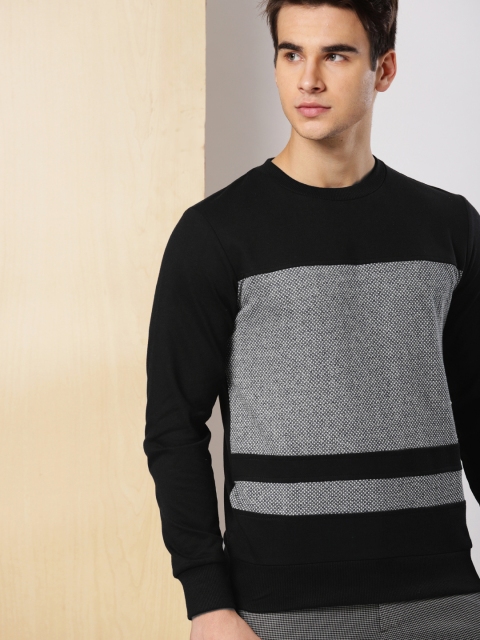 

INVICTUS Men Black & Grey Self Design Sweatshirt