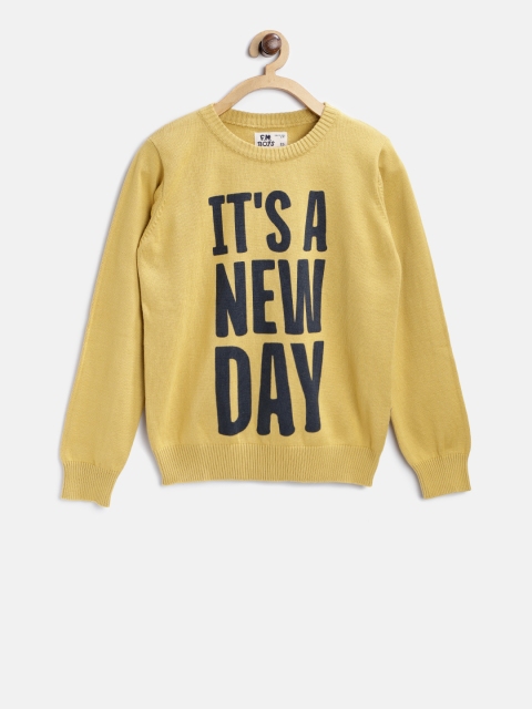 

Flying Machine Boys Mustard Yellow Printed Pullover