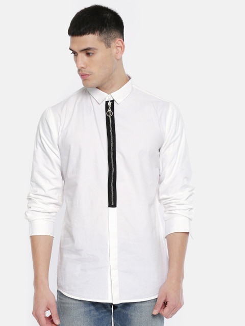 

SKULT by Shahid Kapoor Men White Classic Regular Fit Solid Casual Shirt