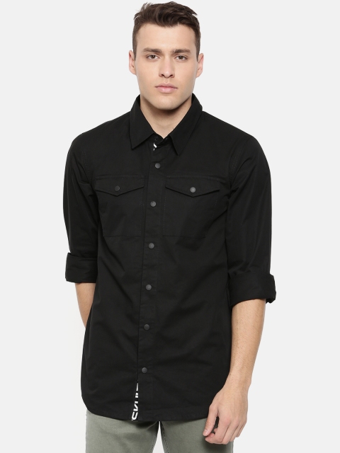 

SKULT by Shahid Kapoor Men Black Classic Regular Fit Solid Casual Hooded Shirt
