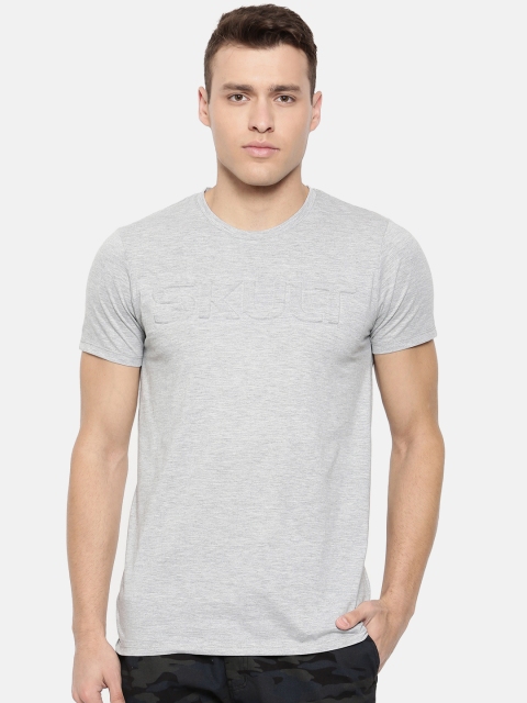 

SKULT by Shahid Kapoor Men Grey Melange Printed Round Neck T-shirt