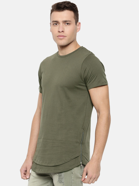 

SKULT by Shahid Kapoor Men Olive Green Solid Round Neck T-shirt