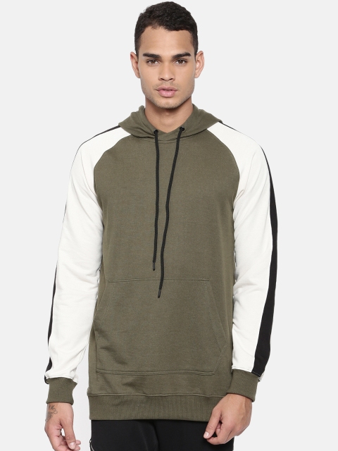 

SKULT by Shahid Kapoor Men Olive Green Solid Hooded Sweatshirt