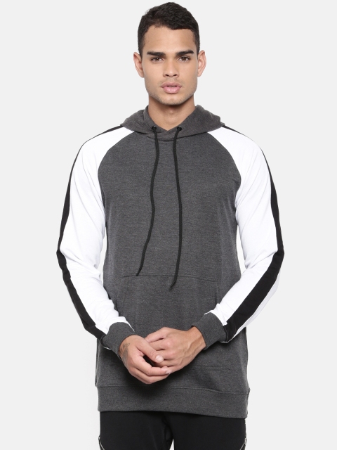 

SKULT by Shahid Kapoor Men Grey Melange Solid Hooded Sweatshirt