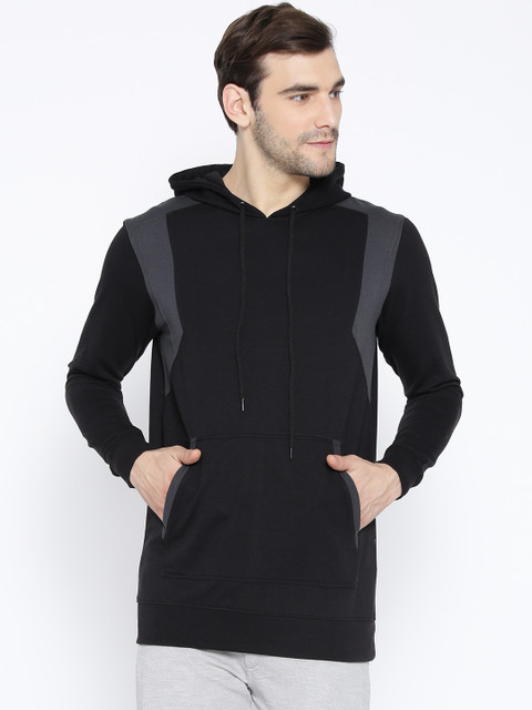 

SKULT by Shahid Kapoor Men Black Solid Hooded Sweatshirt