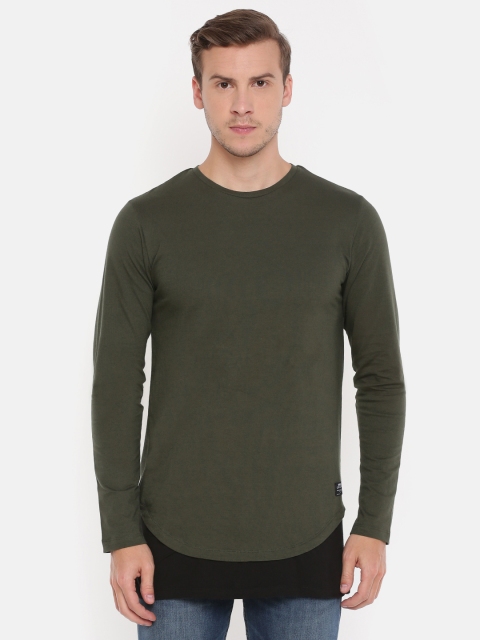 

SKULT by Shahid Kapoor Men Olive Green Solid Round Neck T-shirt