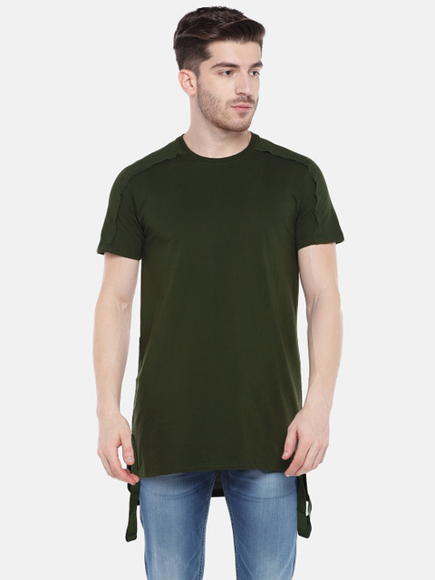 

SKULT by Shahid Kapoor Men Olive Green Solid Round Neck T-shirt