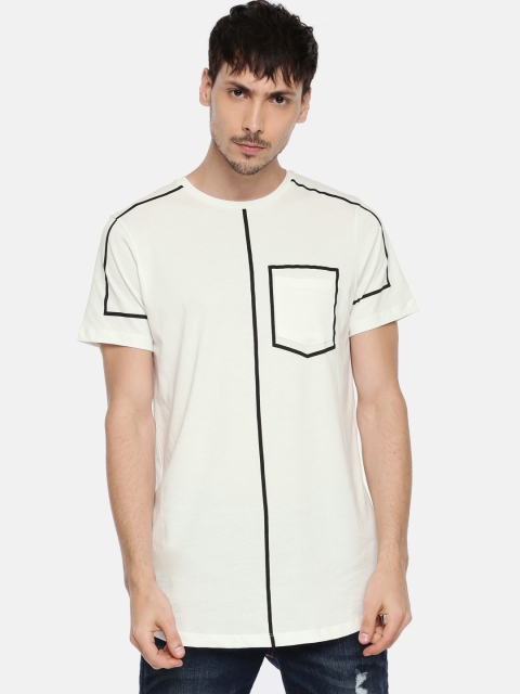 

SKULT by Shahid Kapoor Men White Solid Round Neck T-shirt