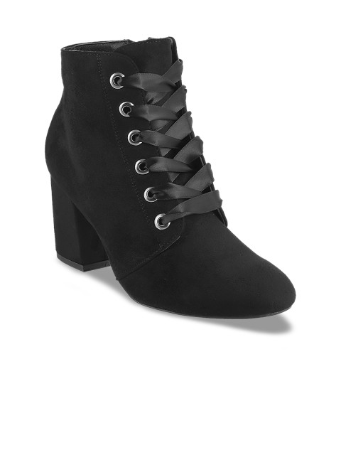 

Metro Women Black Solid Heeled Boots
