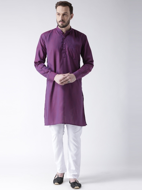 

Hangup Men Purple Solid Kurta with Pyjamas