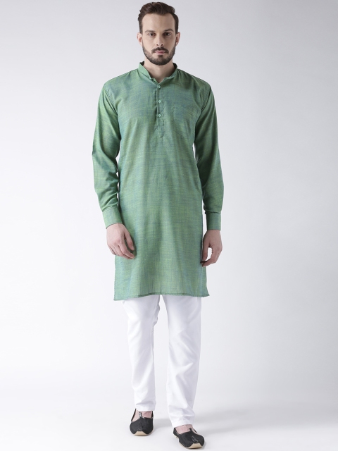 

Hangup Men Green Solid Kurta with Pyjamas