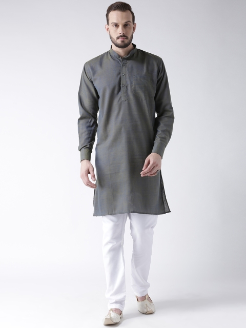

Hangup Men Blue Solid Kurta with Pyjamas