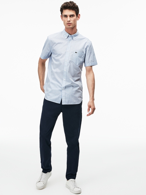 

Lacoste Men Blue & White Regular Fit Checked Casual Shirt