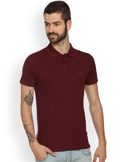 

Tantra Men Brown Solid Polo Collar T-shirt