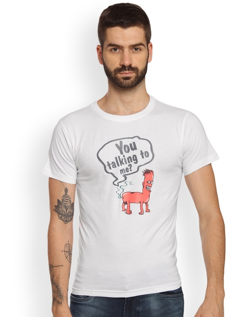 

Tantra Men White Printed Round Neck T-shirt