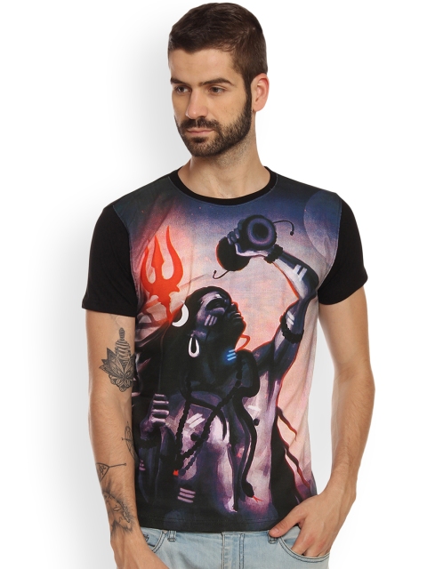 

Tantra Men Black Printed Round Neck T-shirt