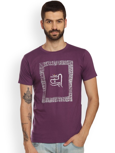 

Tantra Men Purple Printed Round Neck T-shirt