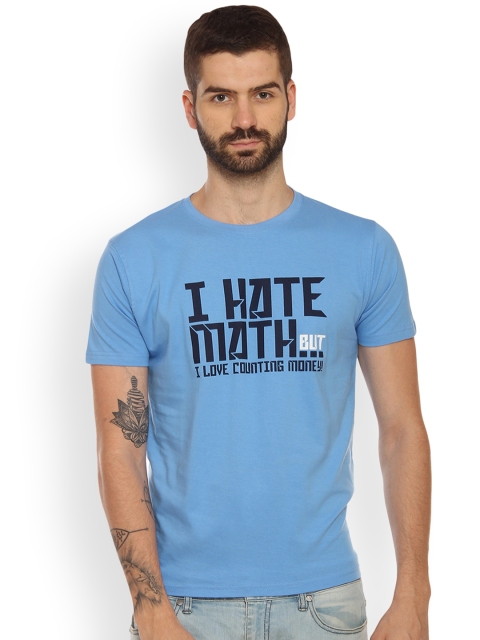 

Tantra Men Blue Printed Round Neck T-shirt