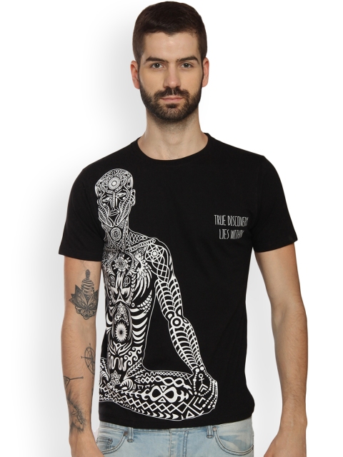 

Tantra Men Black Printed Round Neck T-shirt