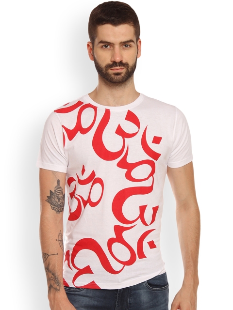 

Tantra Men White Printed Round Neck T-shirt