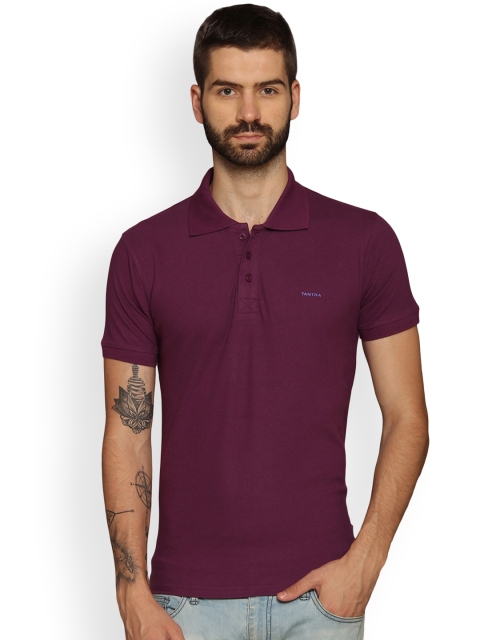 

Tantra Men Purple Solid Polo Collar T-shirt