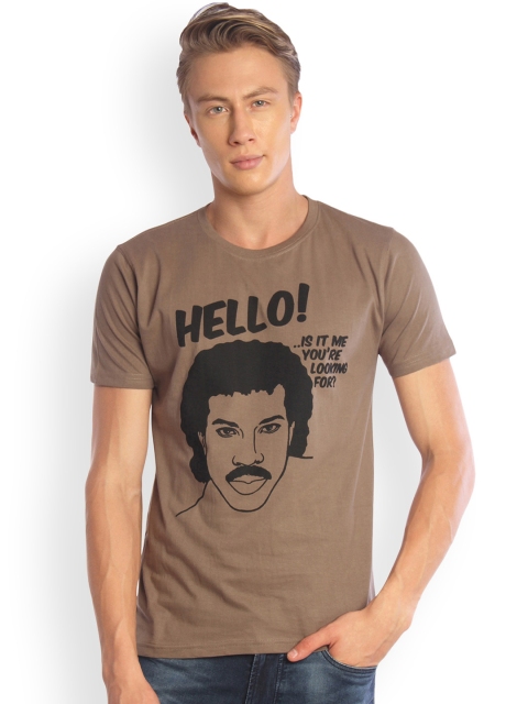 

Tantra Men Brown Printed Round Neck T-shirt
