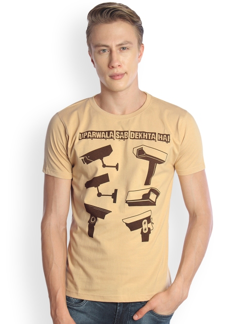 

Tantra Men Beige Printed Round Neck T-shirt