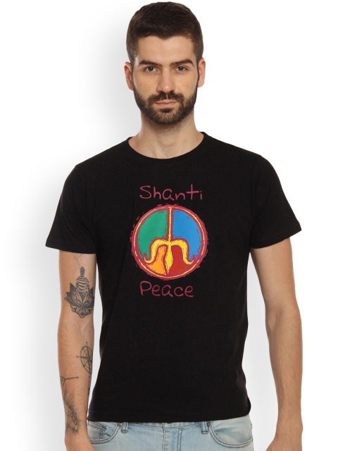 

Tantra Men Black Printed Round Neck T-shirt