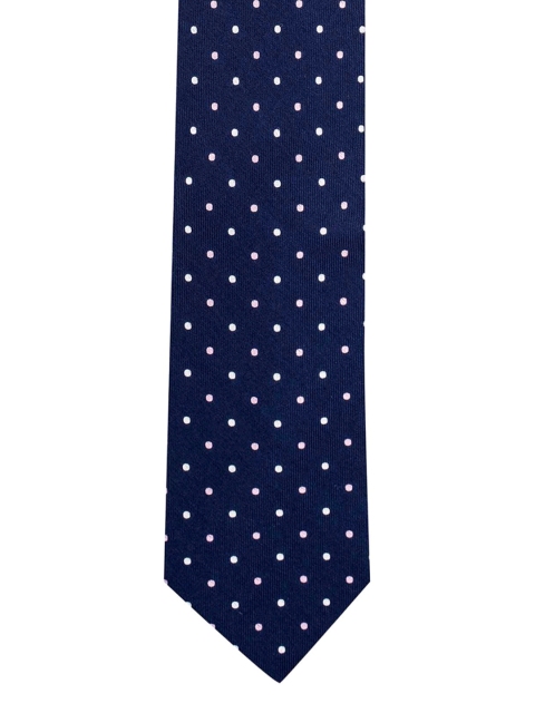 

The Tie Hub Navy Blue & White Printed Broad Tie