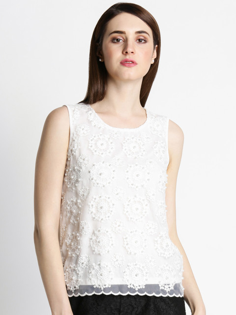 

Annabelle by Pantaloons Women White Self Design Top