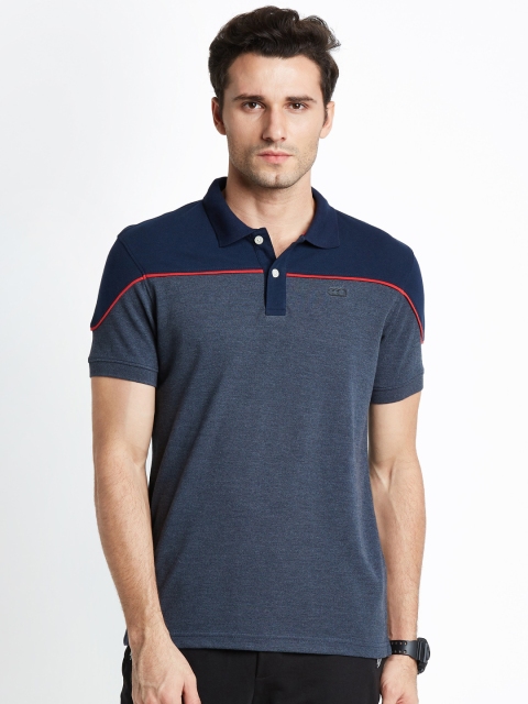 

Ajile by Pantaloons Men Navy Blue Colourblocked Polo Collar Slim Fit T-shirt