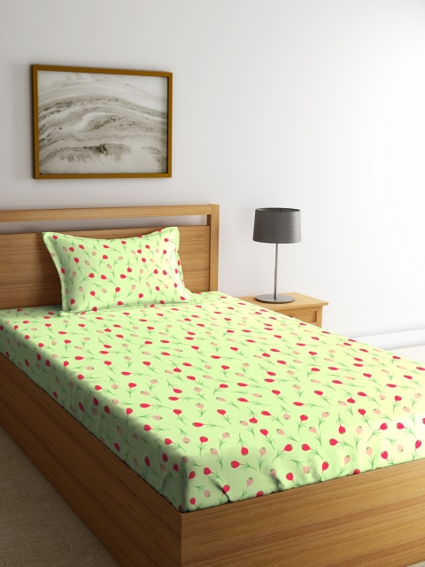 

CORE Designed by SPACES Green Printed Flat 104 TC Cotton Single Bedsheet