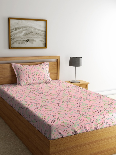 

CORE Designed by SPACES Pink Floral Flat 144 TC Cotton Single Bedsheet