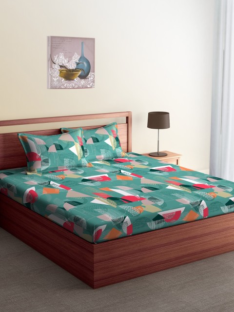 

CORE Designed by SPACES Blue Abstract Flat 104 TC Cotton Queen Bedsheet