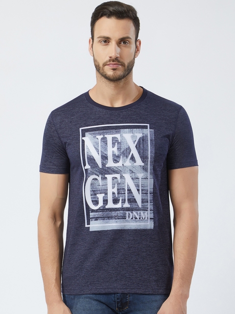 

NEXGEN CLUB Men Navy Blue & White Printed Round Neck T-shirt