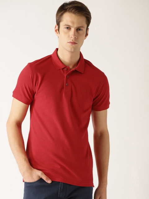 

United Colors of Benetton Men Red Solid Polo Collar T-shirt