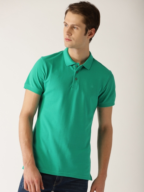 

United Colors of Benetton Men Green Solid Polo Collar T-shirt