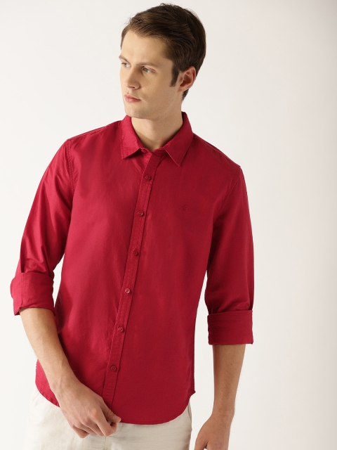 

United Colors of Benetton Men Red Slim Fit Solid Casual Shirt
